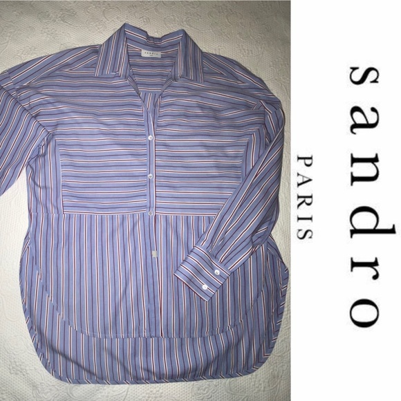 Sandro Paris Stripe Tunic Shirt - Picture 1 of 5